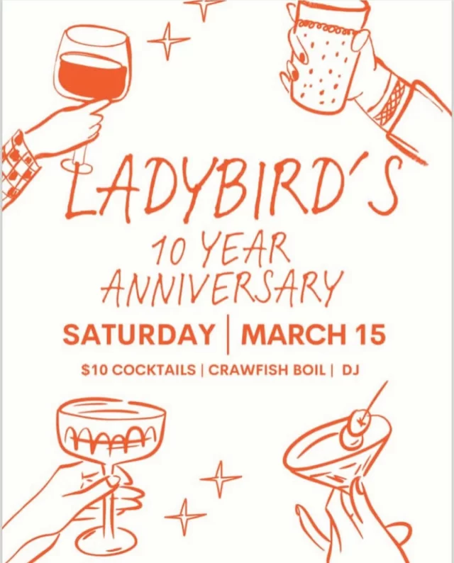 Houston! Looking for something to do tomorrow? Go support our gal @ginnyelee’s family bar @ladybirdsbar tomorrow. 10 years in business is a big deal (+ their crawfish is undeniably the best in town). I can’t tell you how many times I have had people selling homes by Ladybirds that get emotional about not being walking distance to this special place 🧡🧡🧡